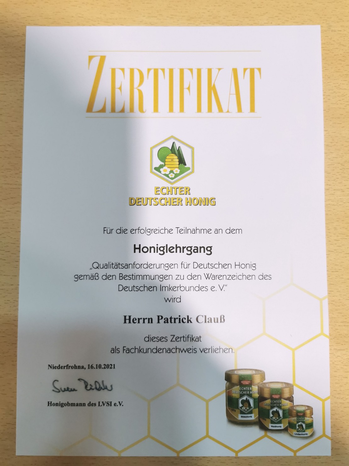 Honig Zertifikat Deutscher Honig